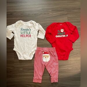 Carter's Red and White Baby Stripe Holiday Santa Matching Set size 6M